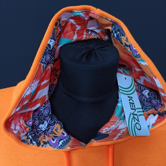 Kenzo Orange Tiger Embroidered Cotton Hoddie - Picture 3 of 6